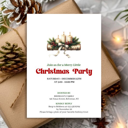 Trendy Holly Berries Christmas Decoration Invite Einladung