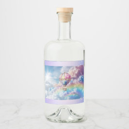 Trendy Holo Hot Air Ballon Food & Bev Label Alkoholflaschenetikett