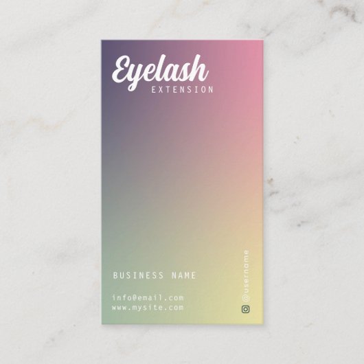 Trendy Hologram Eyelash Extensions Client Lash Map Visitenkarte (Vorderseite)