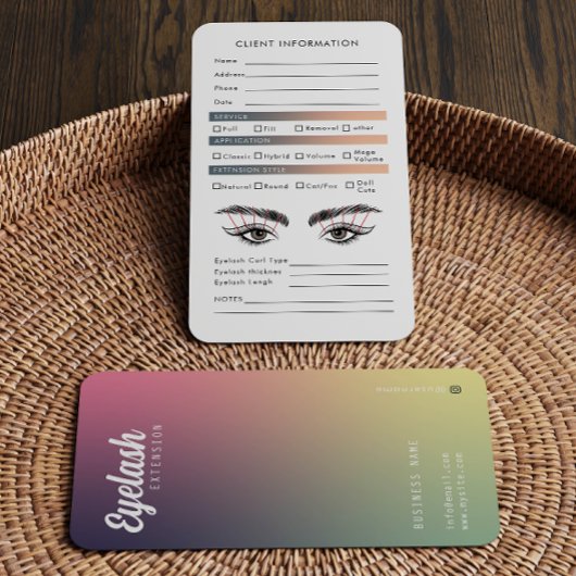 Trendy Hologram Eyelash Extensions Client Lash Map Visitenkarte