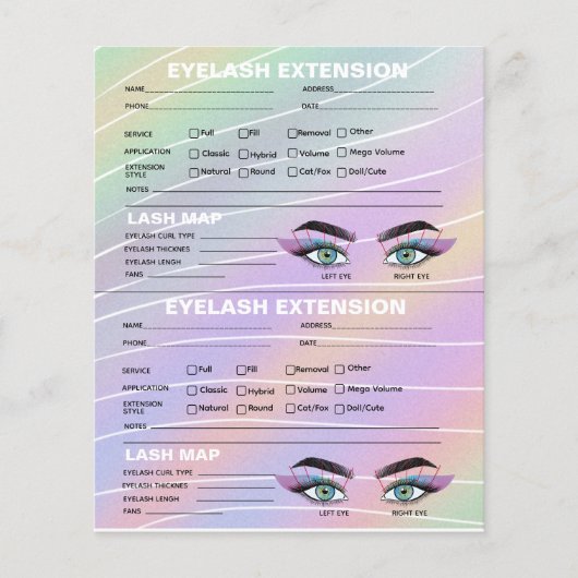 Trendy Hologram Lash Client Record Map Flyer (Vorne)