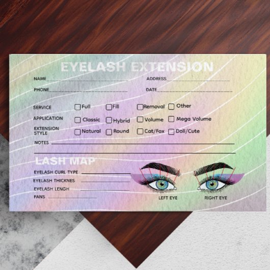 Trendy Hologram Lash Client Record Map Visitenkarte