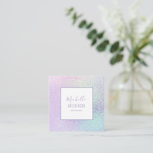 Trendy Holographic Beruflich Chic Quadratische Visitenkarte (Stehend Vorderseite)