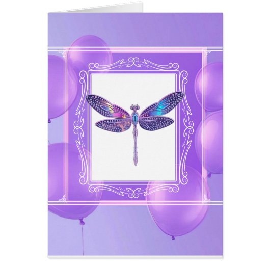 Trendy Holographic Dragonfly Greeting Card (Vorne)