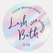 Trendy Holographic Girly Lash Bath Cleanser Label Runder Aufkleber (Vorderseite)