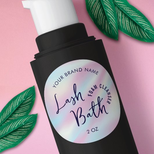 Trendy Holographic Girly Lash Bath Cleanser Label Runder Aufkleber