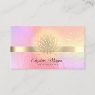 Trendy Holographic, Gold, Lotus Yoga Instructor Visitenkarte