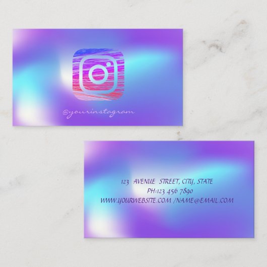 Trendy Holographic Instagram Social Media Visitenkarte (Vorne/Hinten)
