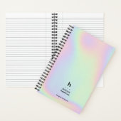 Trendy Holographic Iridescent Modern Monogram Notizblock (Innen)