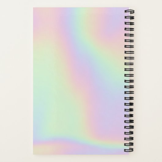 Trendy Holographic Iridescent Modern Monogram Notizblock (Rückseite)