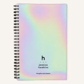 Trendy Holographic Iridescent Modern Monogram Notizblock (Vorderseite)