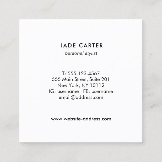 Trendy Holographic Iridescent Name Quadratische Visitenkarte (Rückseite)