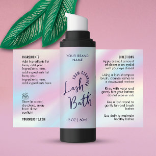 Trendy Holographic Lash Bath Flasche Wrapper Label Rechteckiger Aufkleber