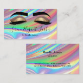 Trendy Holographic Lash Tech Makeup Artist Visitenkarte (Vorne/Hinten)