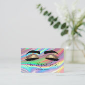 Trendy Holographic Lash Tech Makeup Artist Visitenkarte (Stehend Vorderseite)