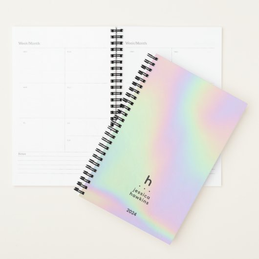 Trendy Holographic Modern Monogram Weekly Planer (Anzeige)