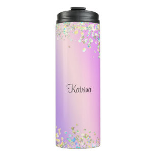 Trendy Holographic Pastel Glitzer Thermosbecher