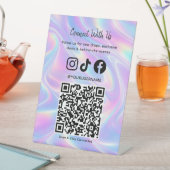 Trendy Holographic QR Code | Connect With Us  Sockelschild (In Situ)