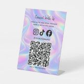 Trendy Holographic QR Code | Connect With Us  Sockelschild (Vorderseite)
