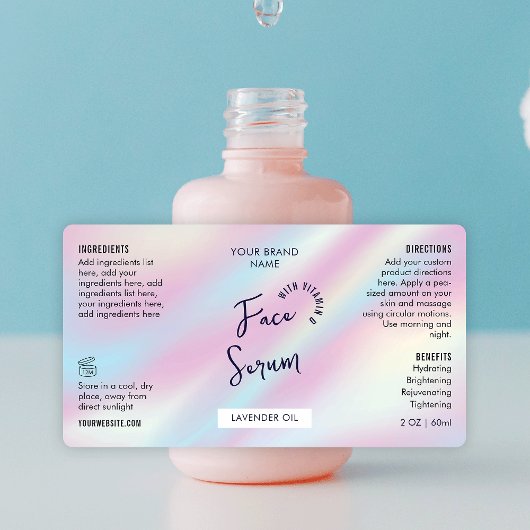 Trendy Holographic Serum 2 OZ Dropper Flaschenetik