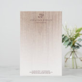 Trendy Holz Look Monogram Elegante Vorlage Moderne Briefpapier (Stehend Vorderseite)