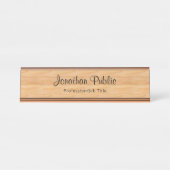 Trendy Holzaussehen Elegante handgeschriebene Vorl Schreibtischnamensplakette (Vorderseite )