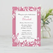 Trendy Honeysuckle Floral Bridal Dusche Einladung (Stehend Vorderseite)