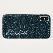 Trendy Hot Darkblue bedruckter Glitzer personalisi Case-Mate iPhone Hülle (Rückseite (Horizontal))