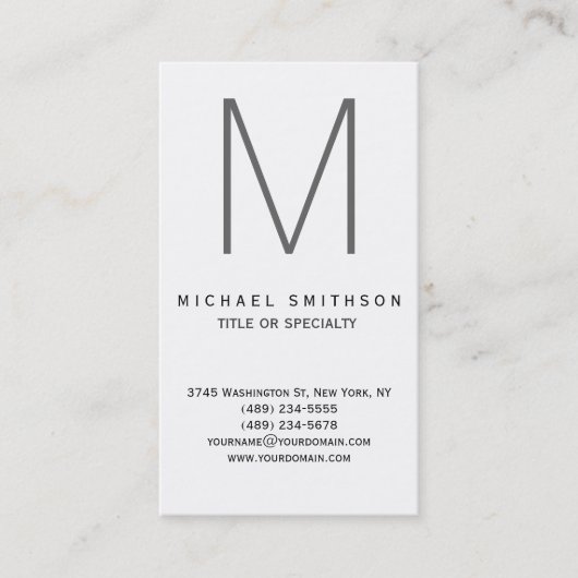 Trendy Hot Monogram Graue Schwarz-weiße Visitenkar Visitenkarte (Vorderseite)