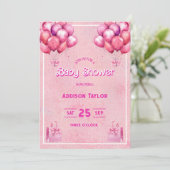 Trendy Hot Pink Barbiedoll Babydusche Einladung (Stehend Vorderseite)