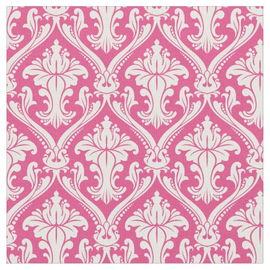 Trendy Hot Pink Baroque Damask Muster Stoff (Nahaufnahme)