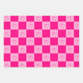 Trendy Hot Pink Checkered & Groovy Happy Lächeln Geschenkpapier Set (Vorderseite 3)
