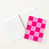 Trendy Hot Pink Checkered & Happy Lächeln Notizblock (Innenseite)