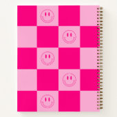Trendy Hot Pink Checkered & Happy Lächeln Notizblock (Rückseite)