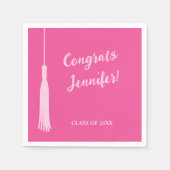 Trendy Hot Pink Chic 2024 Grad Tassel Abschluss Serviette (Vorderseite)