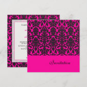 Trendy Hot Pink Damask Einladungen für Hochzeiten (Vorne/Hinten)