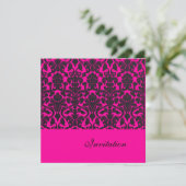 Trendy Hot Pink Damask Einladungen für Hochzeiten (Stehend Vorderseite)