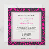 Trendy Hot Pink Damask Einladungen für Hochzeiten (Rückseite)