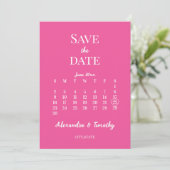 Trendy Hot Pink Minimalistisch Calendar Wedding Save The Date (Stehend Vorderseite)