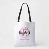 Trendy Hot Pink Monogram Initial Script Name Tasche (Vorderseite)