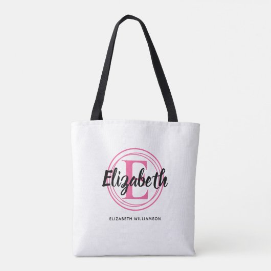 Trendy Hot Pink Monogram Initial Script Name Tasche (Rückseite)