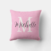 Trendy Hot Pink Monogram und Name Kissen (Rückseite)