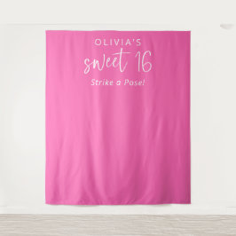 Trendy Hot Pink Name Sweet 16 Party Hintergrund Wandteppich