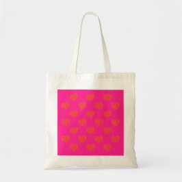 Trendy Hot Pink & Orange Herzmuster Tragetasche