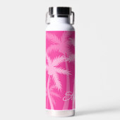 Trendy Hot Pink Palms Magenta Niedlich Mit Monogra Trinkflasche (Vorne)