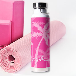 Trendy Hot Pink Palms Magenta Niedlich Mit Monogra Trinkflasche