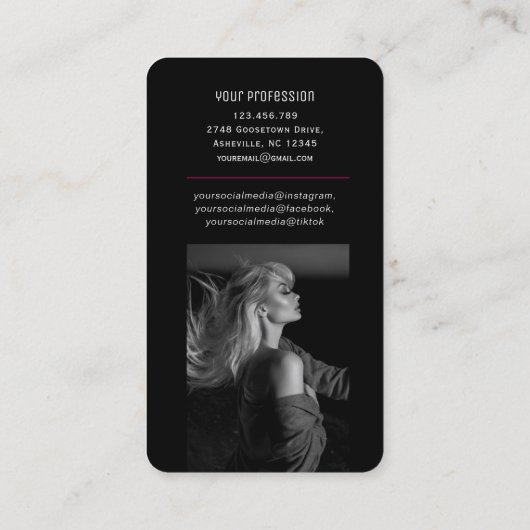 Trendy hot pink QR Code Moderne Social Media Foto Visitenkarte (Rückseite)