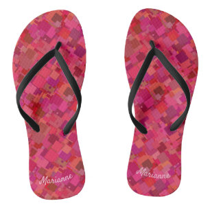 Trendy Hot Pink Retro Muster Badesandalen