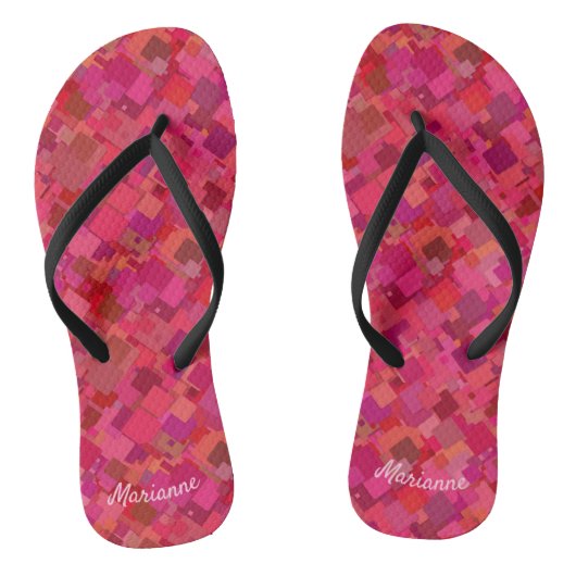 Trendy Hot Pink Retro Muster Badesandalen (Fußbett)