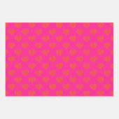 Trendy Hot Pink und Orange Glitzer Herz Geschenkpapier Set (Vorderseite 3)
